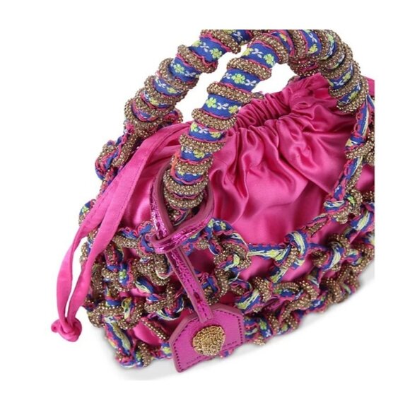 KURT KEIGER London Macrame crystal net mini bag + Dust bag Pink - Picture 3 of 10
